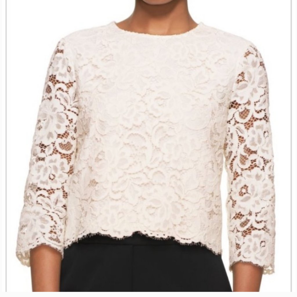 Kate Spade White Floral Lace Blouse Top Size 8 Nwot